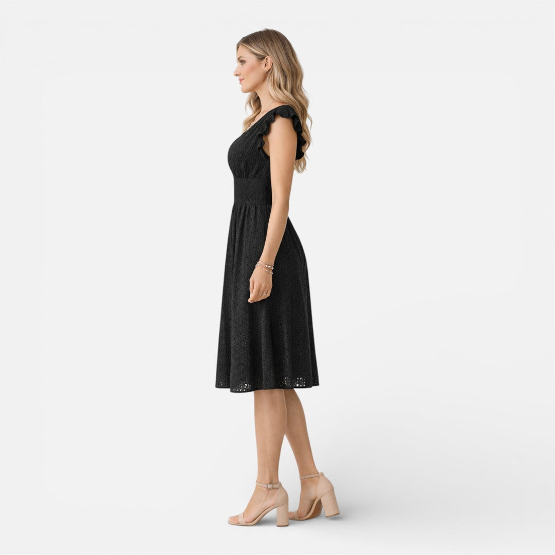 Abito Midi Donna in Pizzo Sangallo Scollo a V
