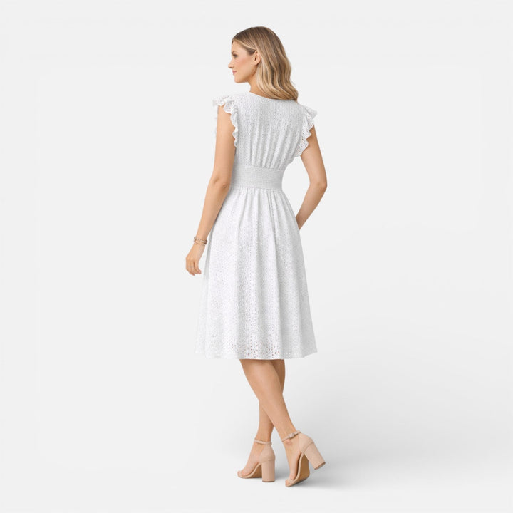 Abito Midi Donna in Pizzo Sangallo Scollo a V