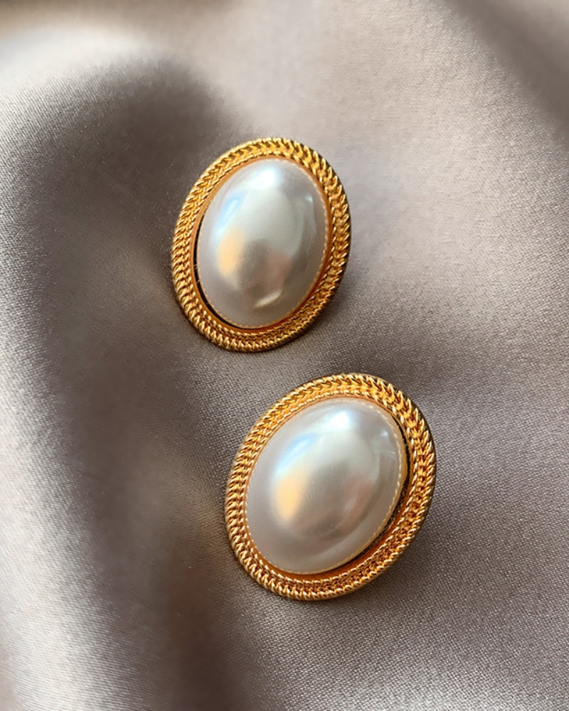 Orecchini Donna Perla Ovale Placcatura Elegante