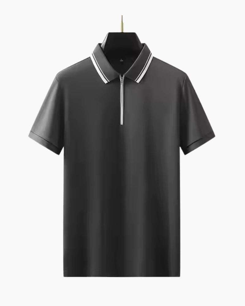 Polo Uomo in Maglia Strutturata con Zip Collo Alto