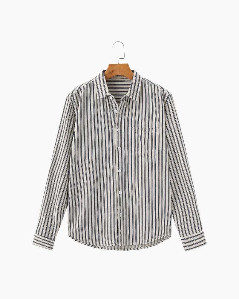 Camicia Uomo Misto Cotone Righe Verticali Stile Elegante