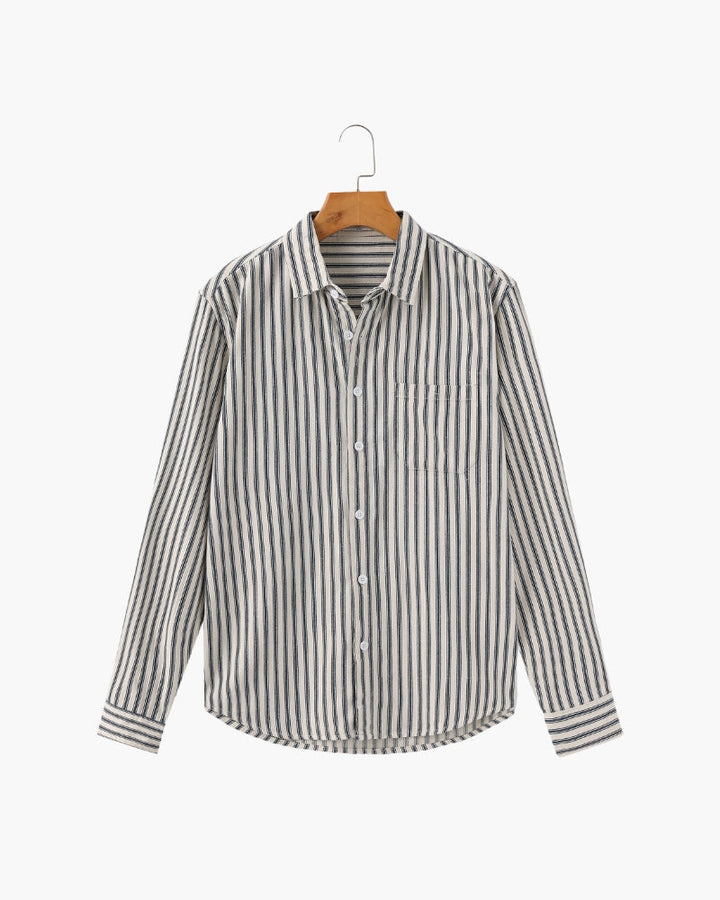 Camicia Uomo Misto Cotone Righe Verticali Stile Elegante