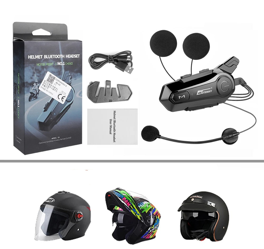 Interfono Bluetooth per casco da moto - Interfono wireless da 1000 M, chiamate in vivavoce, audio cristallino per 2 motociclisti in viaggio e avventura 4