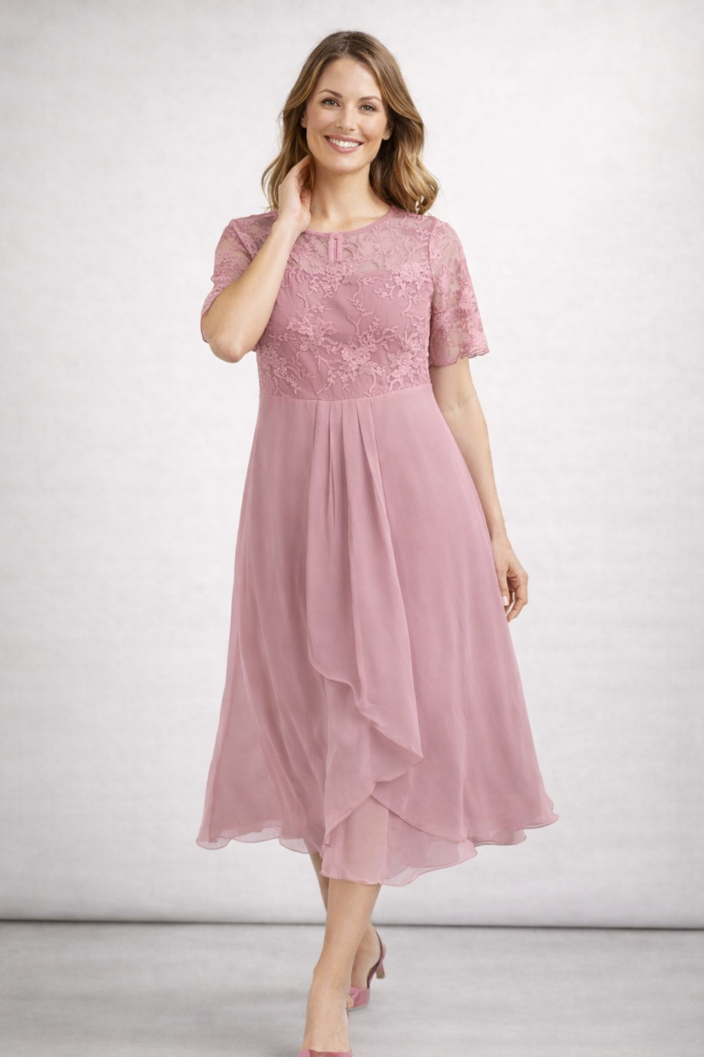 Isabella | Elegante Abito Midi Cerimonia con Top in Pizzo 2