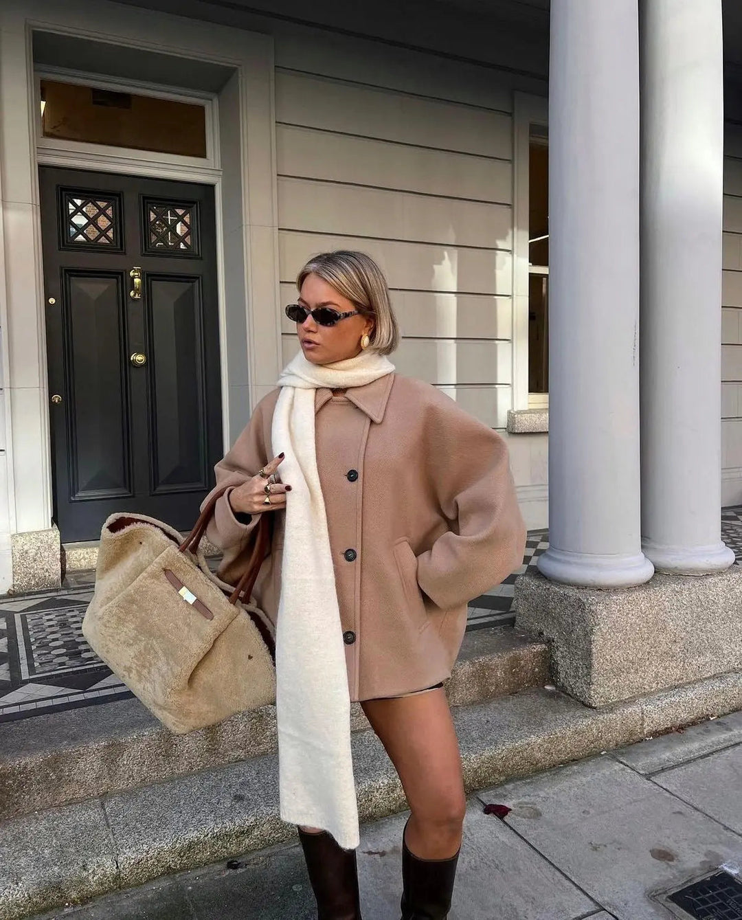 Cappotto Corto Uomo in Misto Lana Vestibilità Oversize