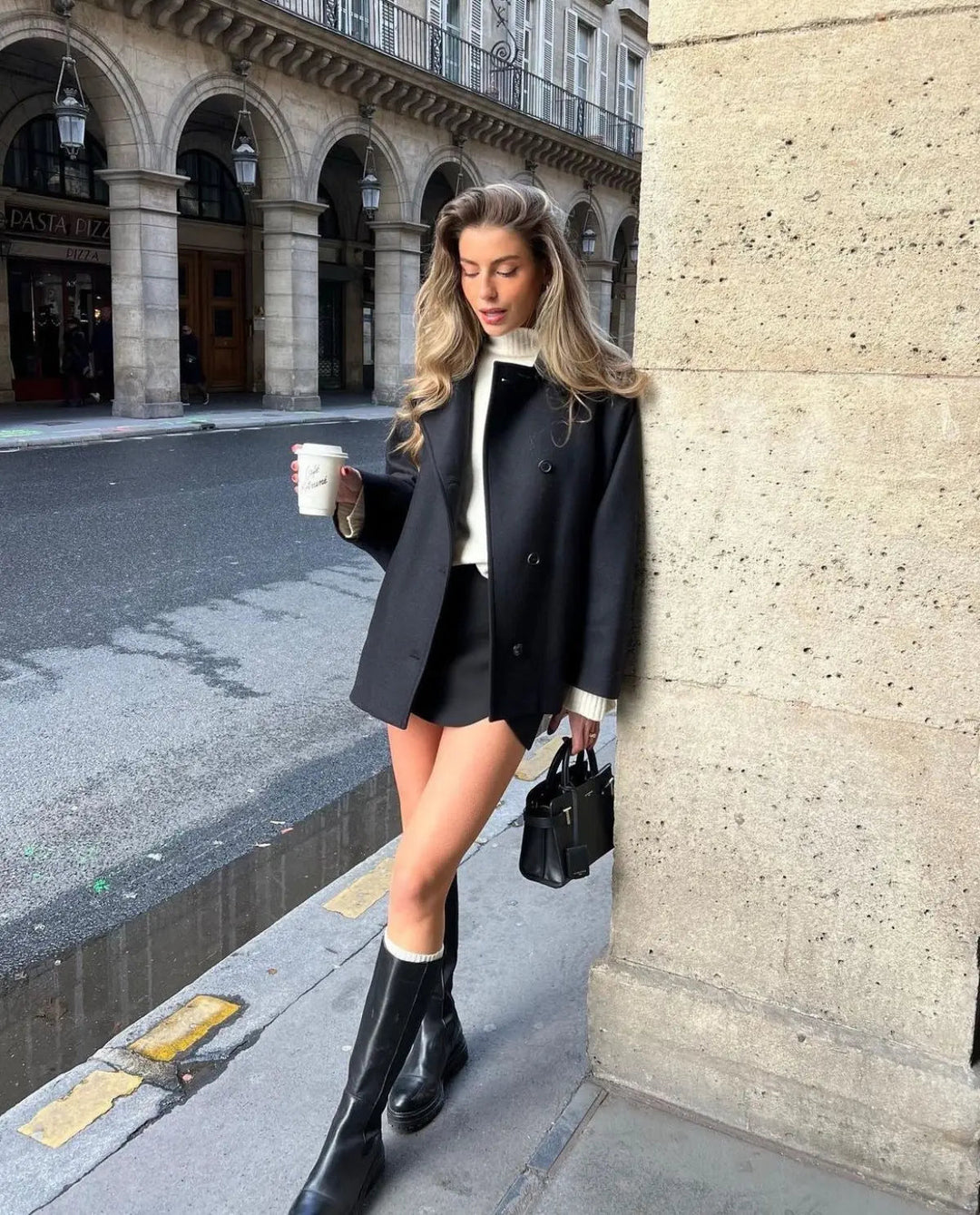 Cappotto Corto Uomo in Misto Lana Vestibilità Oversize