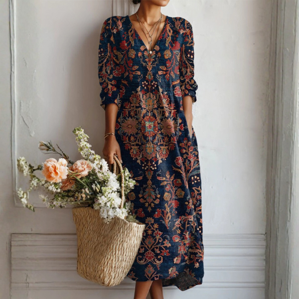 Abito Donna in Lino Stile Vintage Vestibilità Comoda - Vesarelli