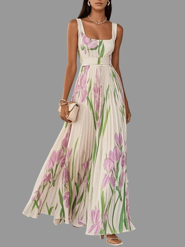 Abito Maxi Donna in Chiffon Senza Maniche Stile Leggero - Vesarelli