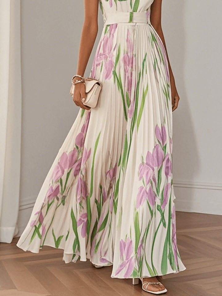 Abito Maxi Donna in Chiffon Senza Maniche Stile Leggero