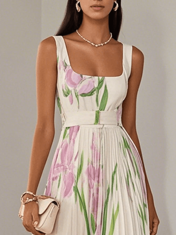 Abito Maxi Donna in Chiffon Senza Maniche Stile Leggero