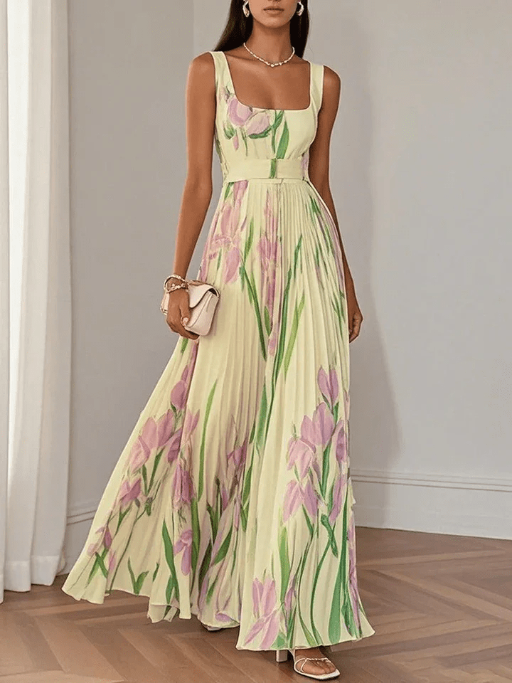Abito Maxi Donna in Chiffon Senza Maniche Stile Leggero