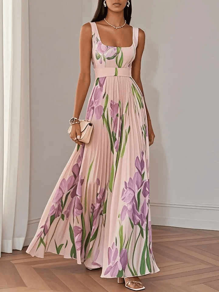 Abito Maxi Donna in Chiffon Senza Maniche Stile Leggero