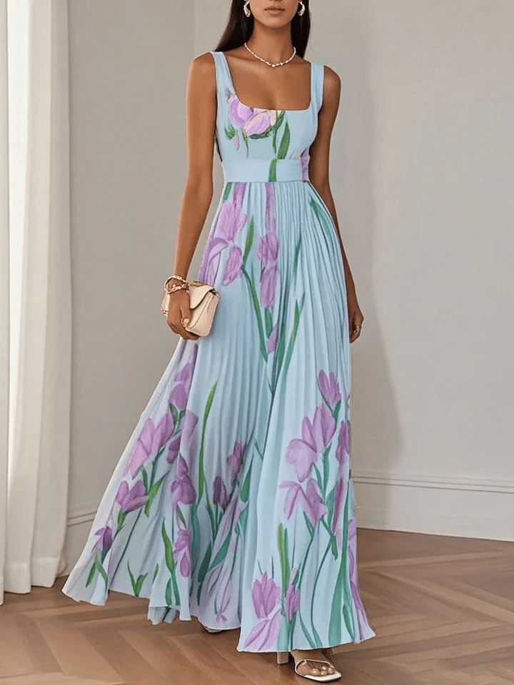Abito Maxi Donna in Chiffon Senza Maniche Stile Leggero