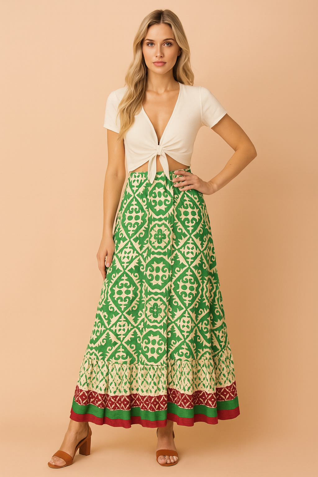 Gonna Lunga Donna Stile Boho Tessuto Leggero Estiva - Vesarelli