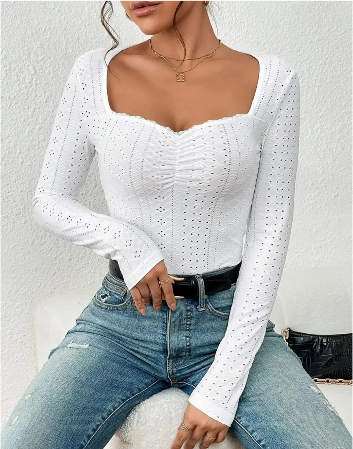 Camicia Donna Maniche Lunghe Ricamata - Vesarelli
