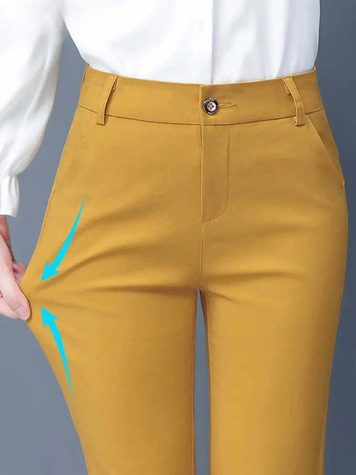 Pantaloni Donna Curvy Elasticizzati Vita Alta Autunnali - Vesarelli