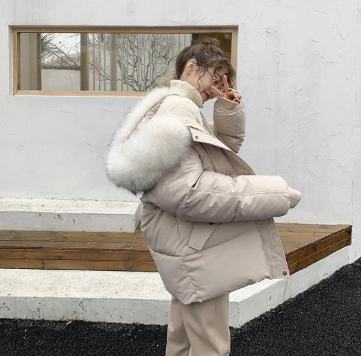 Cappotto Estivo Donna con Cappuccio Pelliccia Sintetica Caldo - Vesarelli