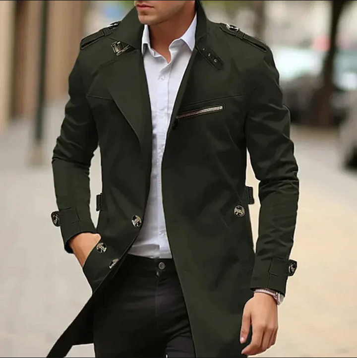 Trench Coat Uomo Classico Elegante Slim Fit