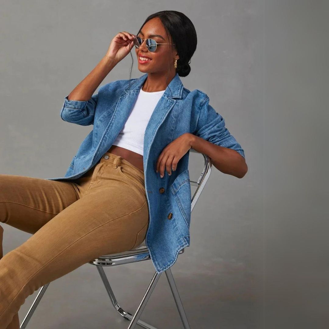 Blazer Donna in Denim Taglio Classico