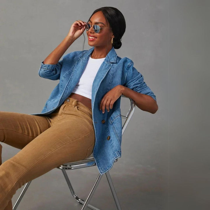Blazer Donna in Denim Taglio Classico