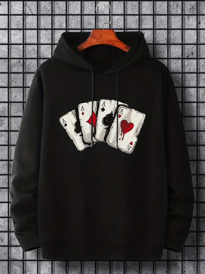 Felpa Uomo con Cappuccio Stile Moderno Design Carte - Vesarelli