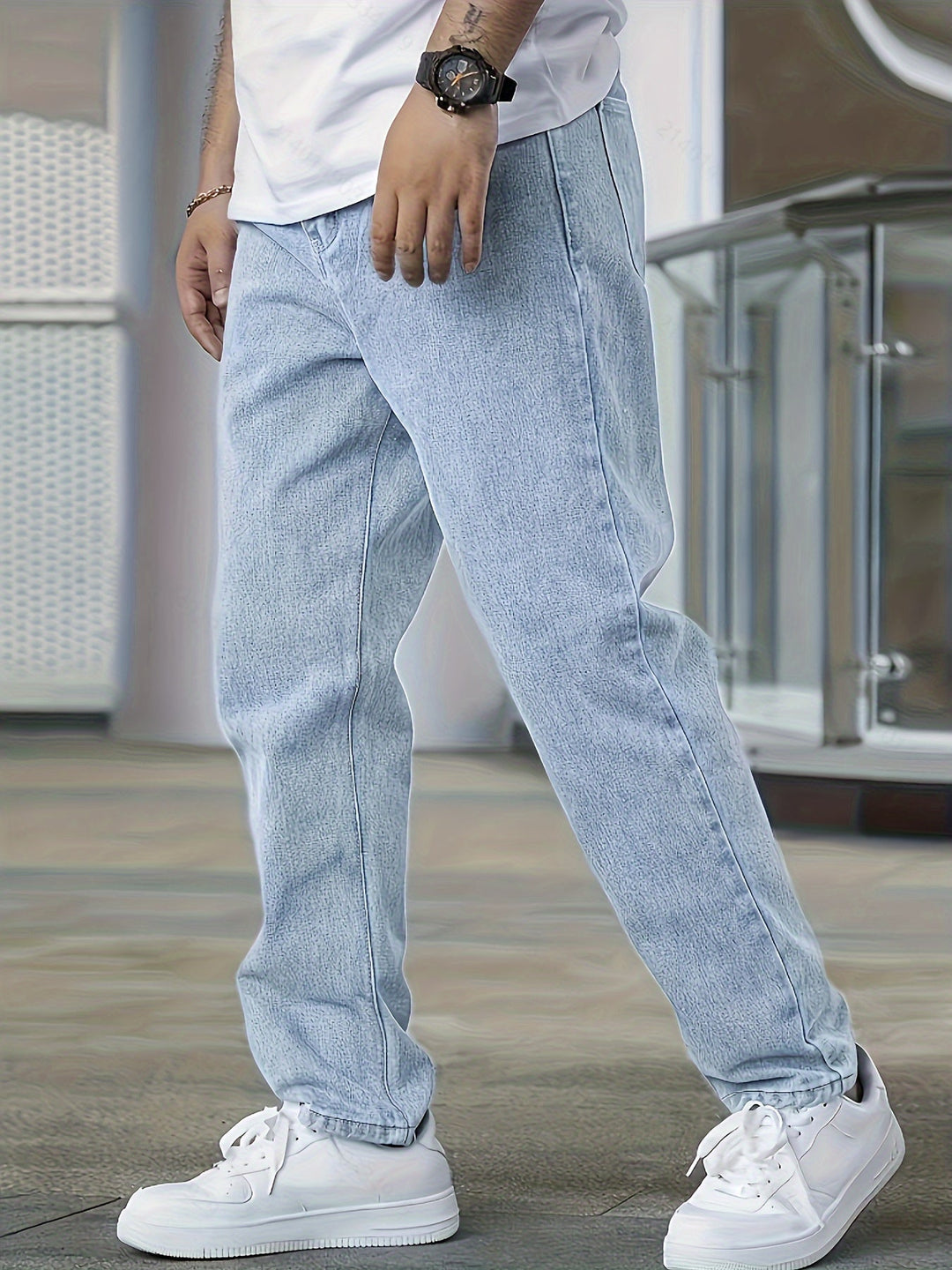 Jeans Uomo Gamba Dritta Tessuto Denim Lavaggio Leggero - Vesarelli
