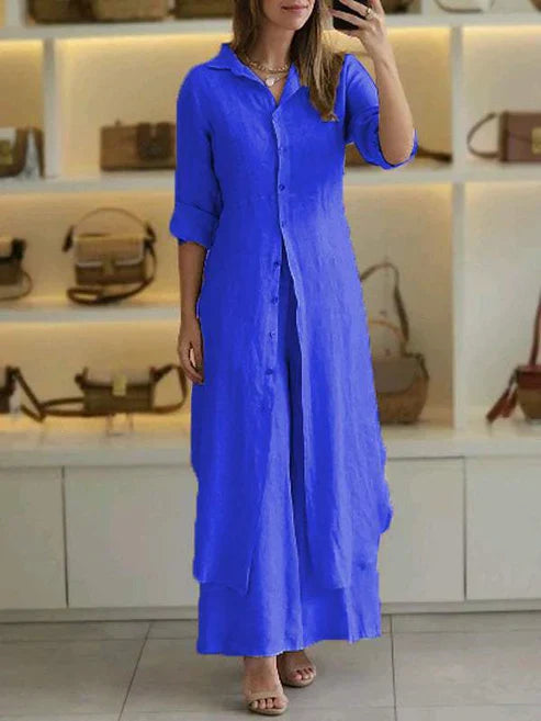 Abito Maxi Chemisier Donna Leggero Elegante - Vesarelli
