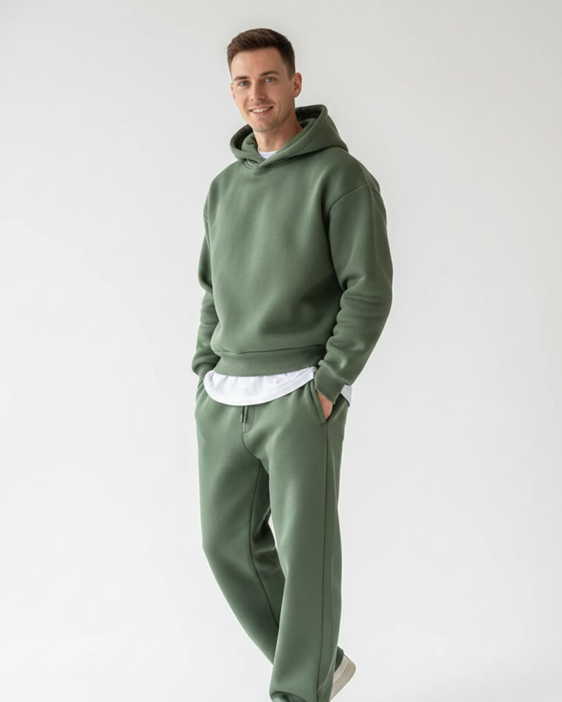 Kairo | Uomo Set da Jogging Felpa e Pantaloni Comodi Verde