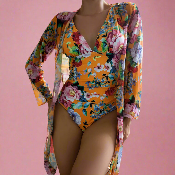 Kalina | Costume da bagno floreale con scollatura profonda 2
