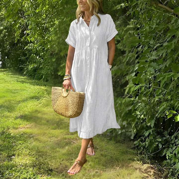 Abito Midi Donna a Righe Stile Versatile Comodo