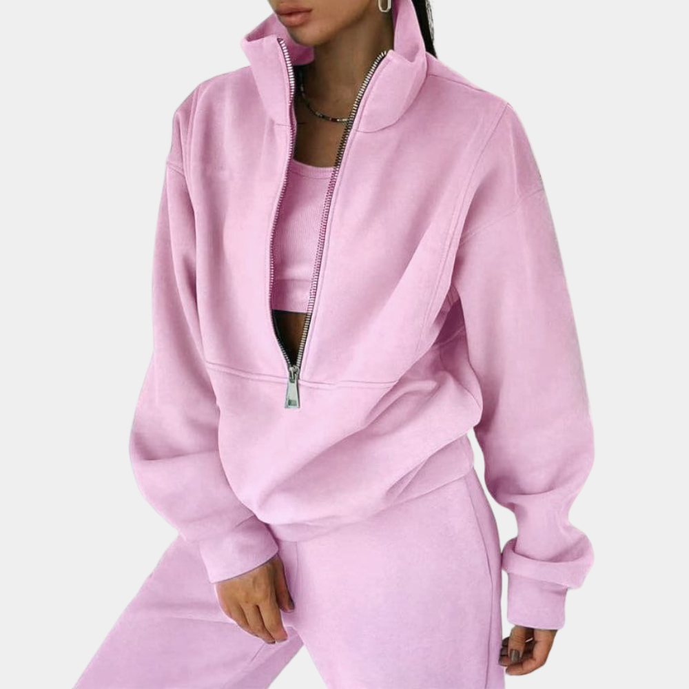 Set Jogging Donna Tessuto Tecnico Mezza Zip Slim - Vesarelli