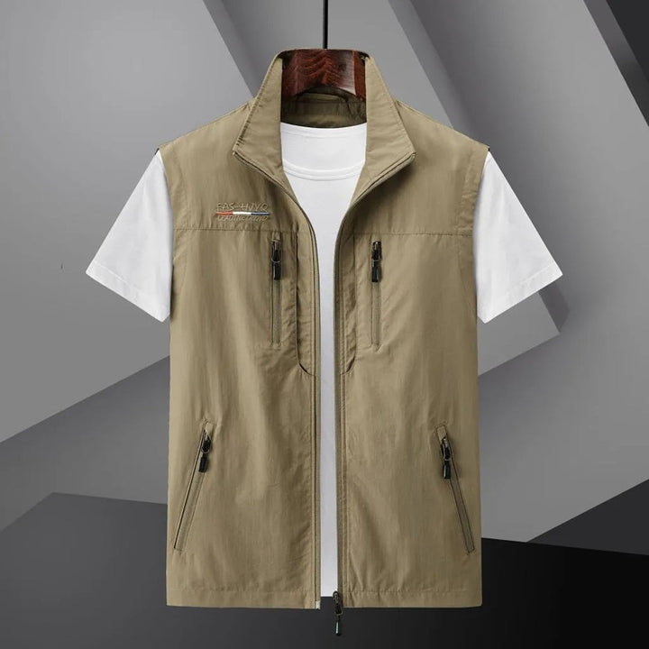 Gilet Uomo Multitasche Tessuto Leggero Estivo per Attività Outdoor