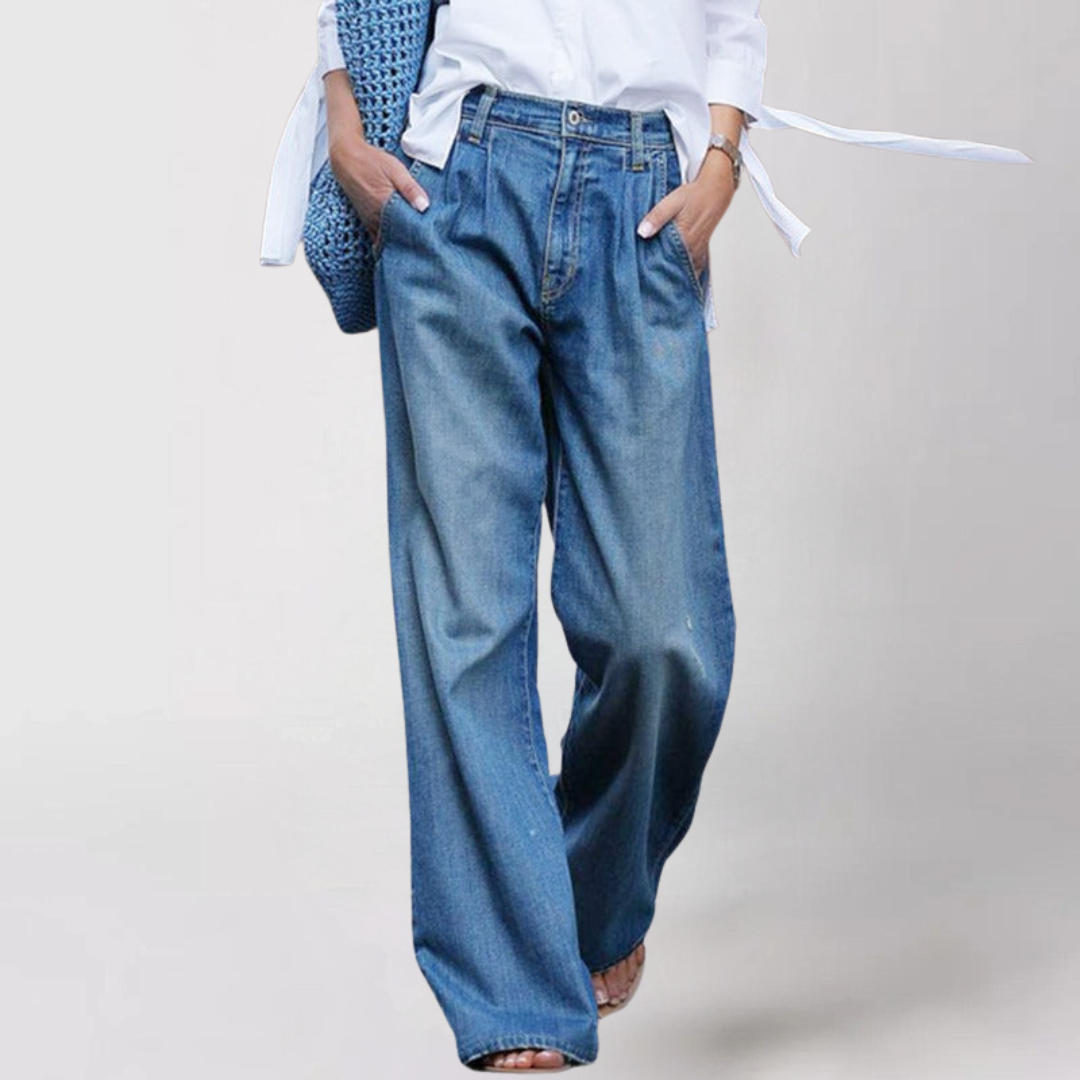 Pantaloni Donna Eleganti Vita Alta Vestibilità Ampia - Vesarelli