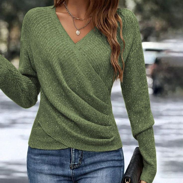 Maglione Donna in Maglia Fine Scollo a V Avvolgente - Vesarelli