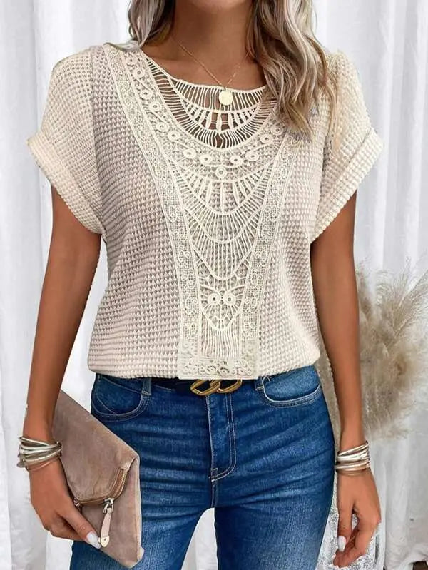 T-shirt Donna in Pizzo Estiva Maniche a Pipistrello - Vesarelli