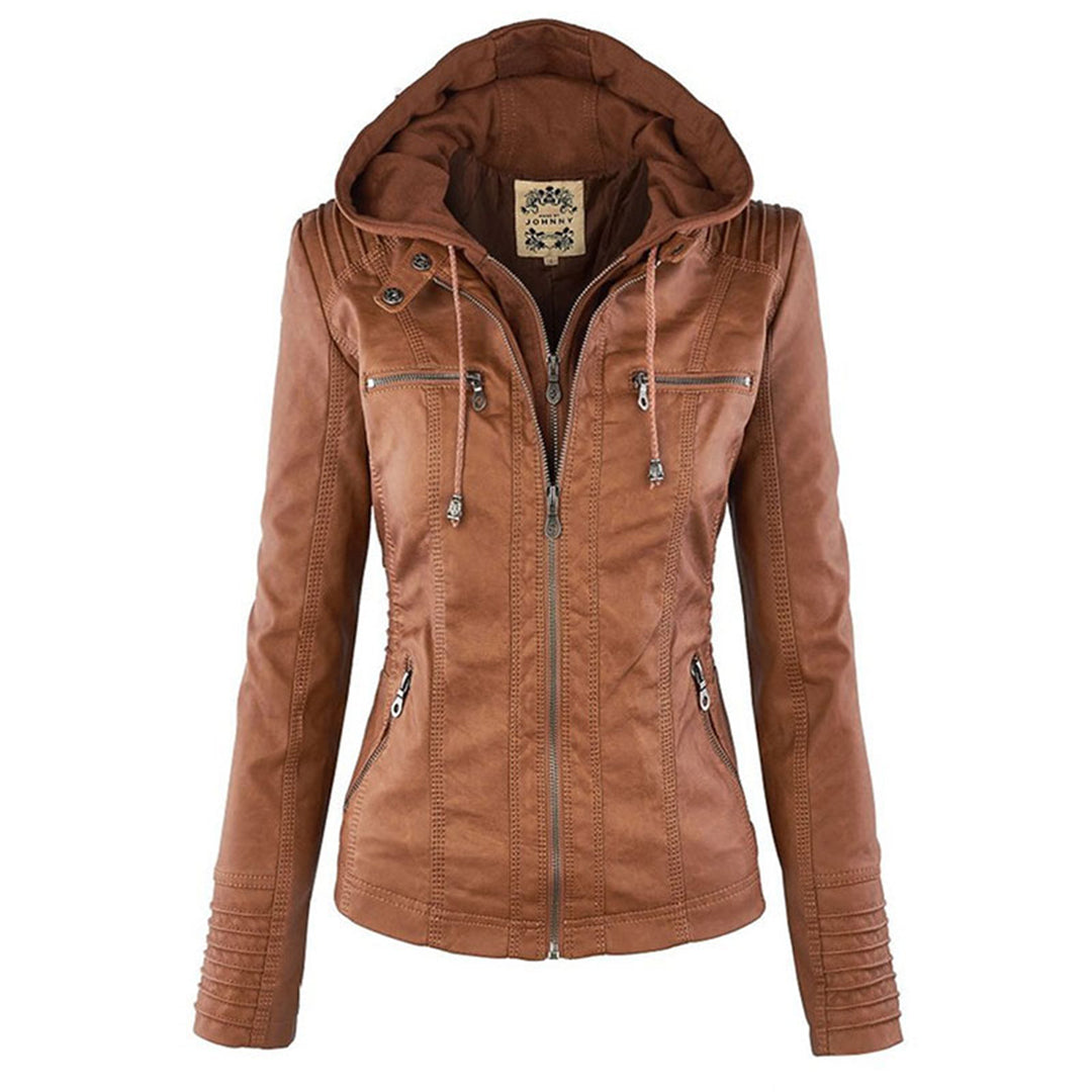 Giacca Donna in Pelle PU Calda e Classica Autunnale - Vesarelli
