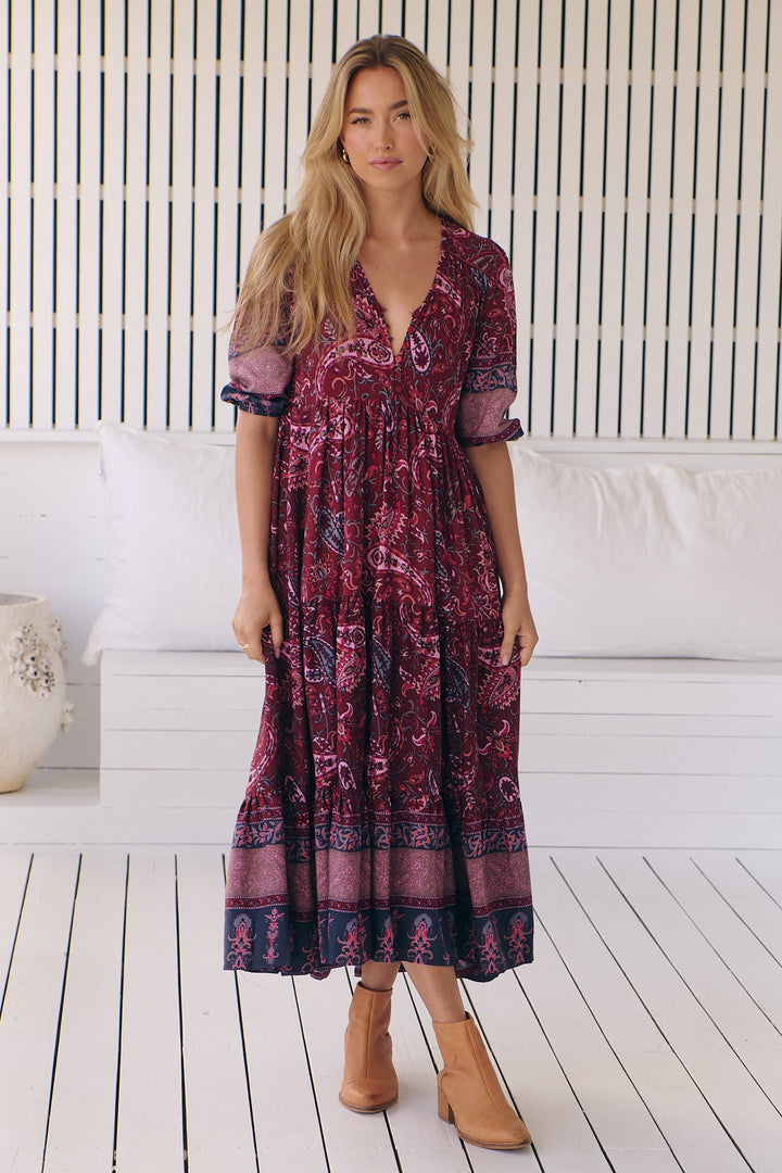 Abito Midi Donna Stampa Leggera Vestibilità Regolare