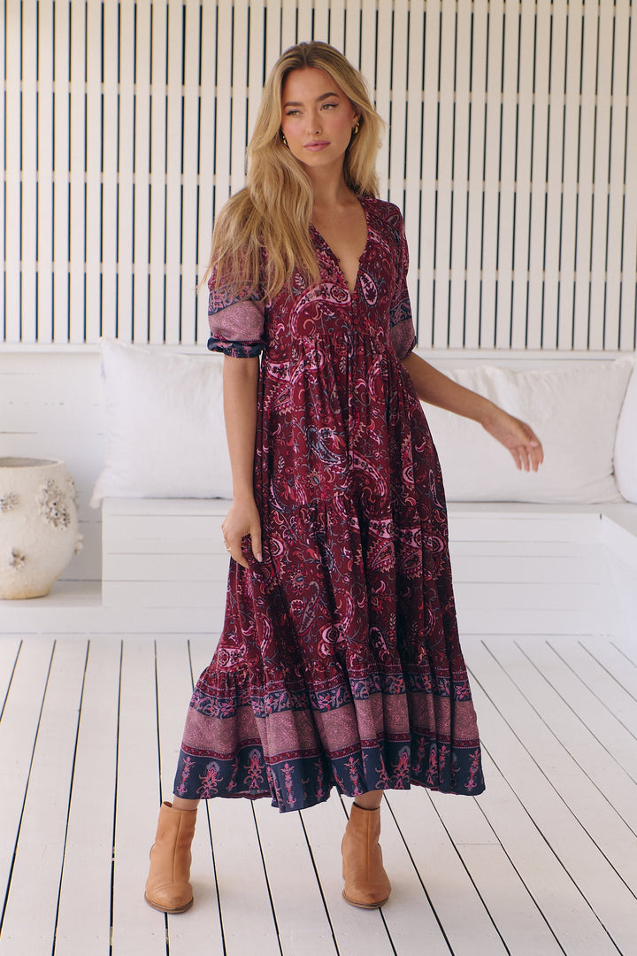 Abito Midi Donna Stampa Leggera Vestibilità Regolare