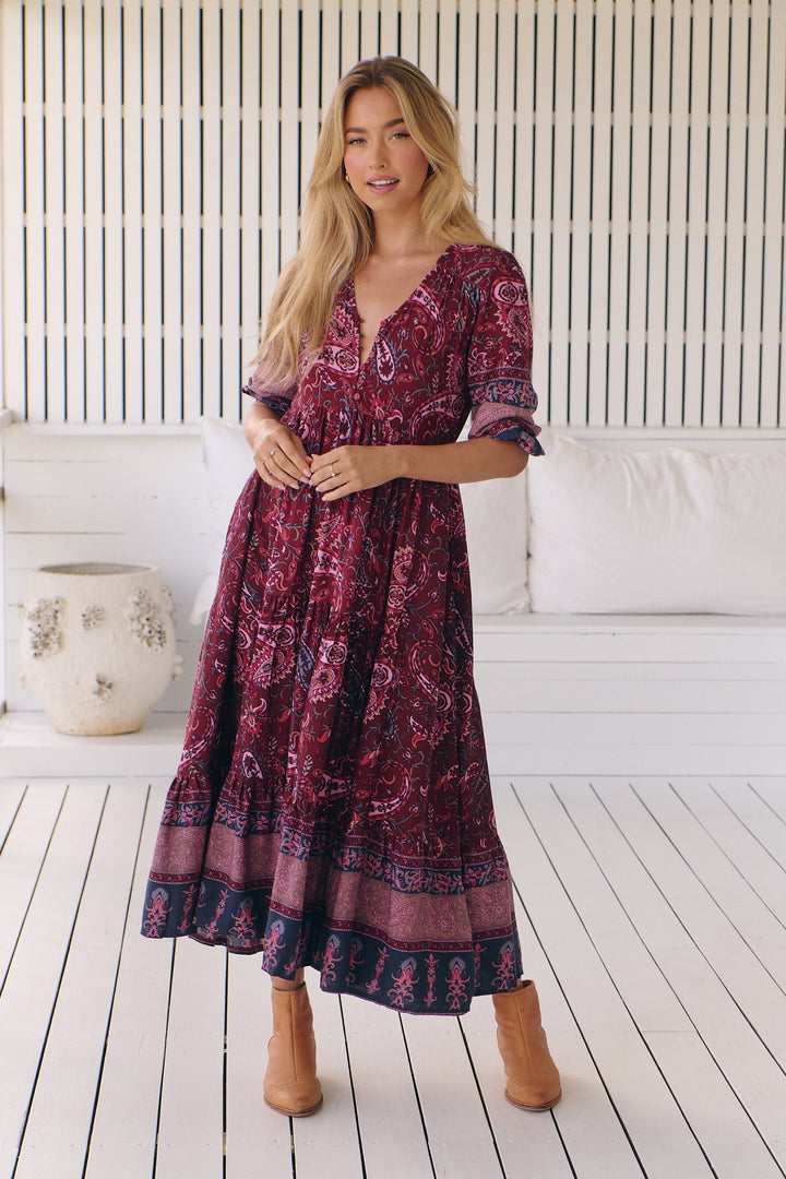 Abito Midi Donna Stampa Leggera Vestibilità Regolare