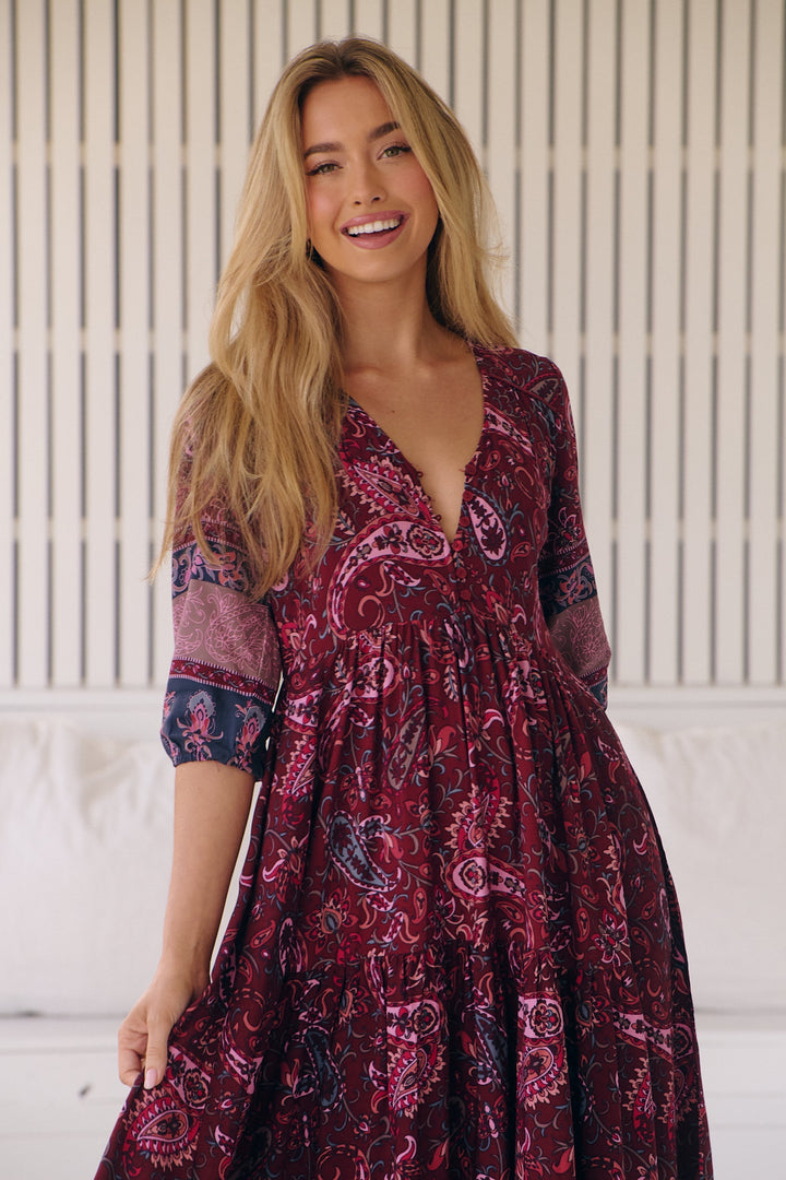 Abito Midi Donna Stampa Leggera Vestibilità Regolare