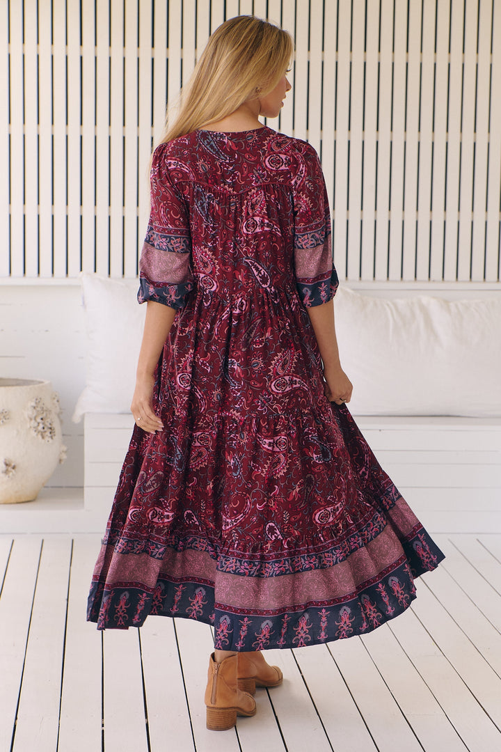 Abito Midi Donna Stampa Leggera Vestibilità Regolare