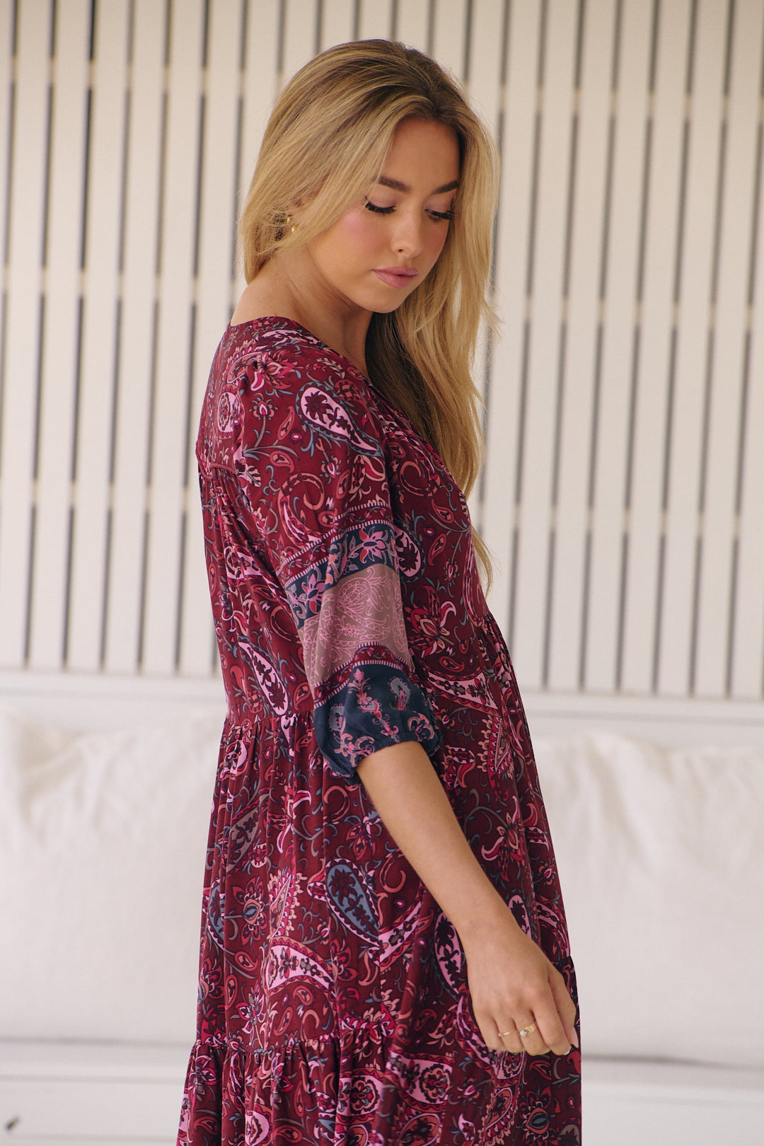Abito Midi Donna Stampa Leggera Vestibilità Regolare