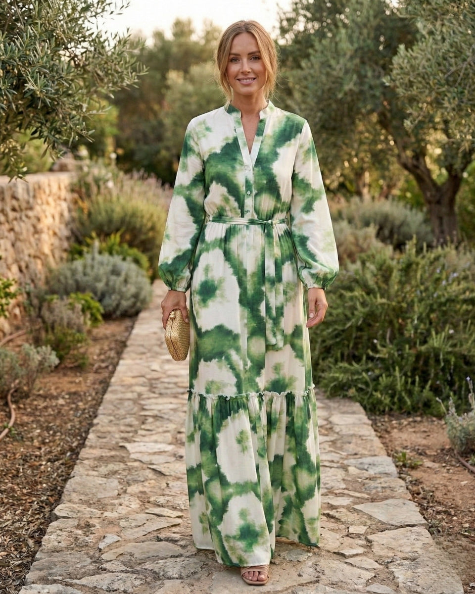 Abito lungo Donna con cintura in vita Stile fluido elegante