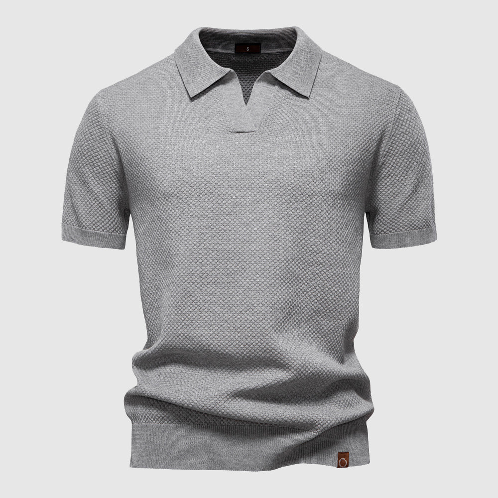 Polo Uomo Maglia Strutturata Colletto Aperto