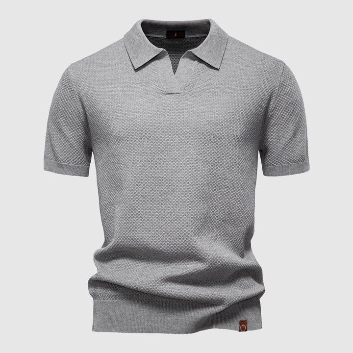 Polo Uomo Maglia Strutturata Colletto Aperto