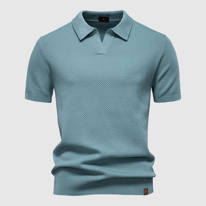 Polo Uomo Maglia Strutturata Colletto Aperto