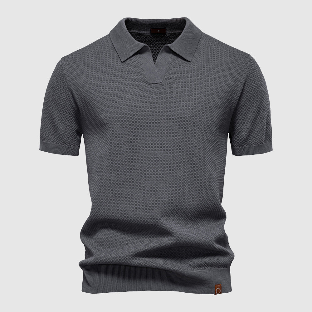 Polo Uomo Maglia Strutturata Colletto Aperto