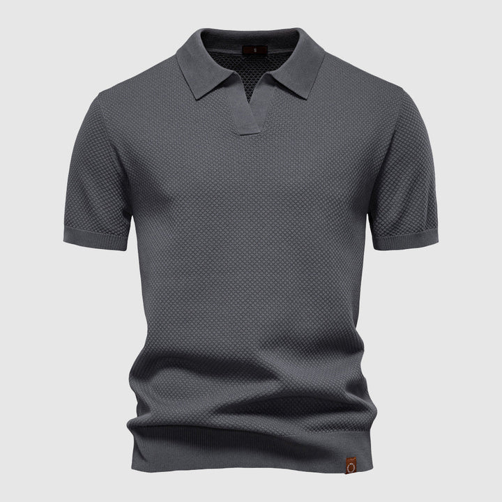 Polo Uomo Maglia Strutturata Colletto Aperto