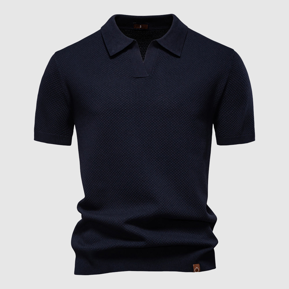 Polo Uomo Maglia Strutturata Colletto Aperto
