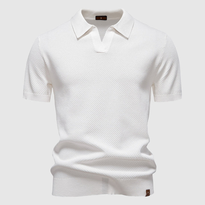 Polo Uomo Maglia Strutturata Colletto Aperto